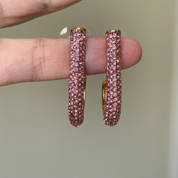 Pink and Gold Sparkling Earrings - Picture 3 of 5